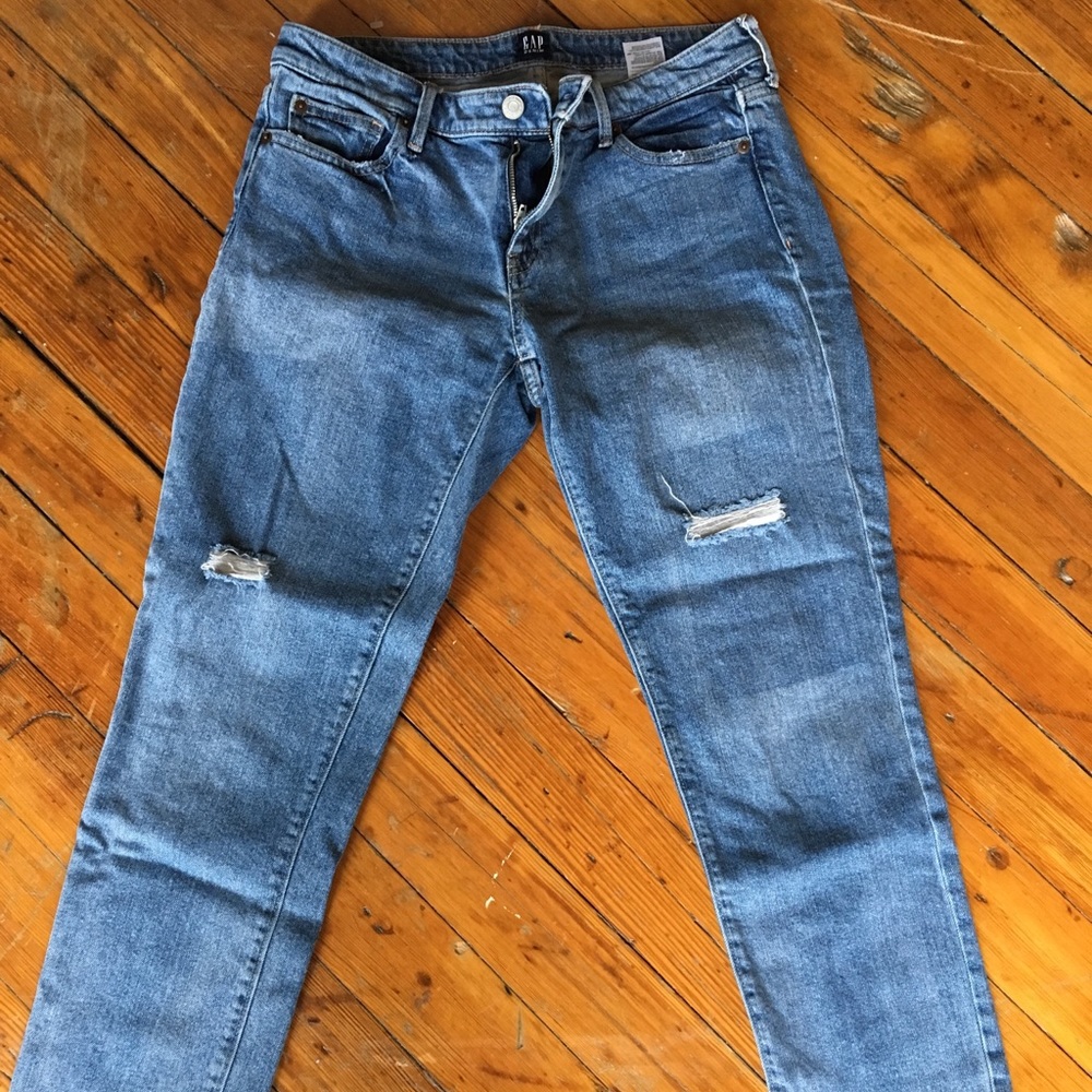 Gap distressed girlfriend fit jeans